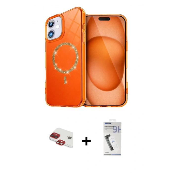 MARSİLYAN™- iPhone 11 Kılıf Kıvılcım Form Prime - Şeffaf Uv Polymer Nano Ekran Koruyucu + Pers Alüminyum Kamera Lens - KI