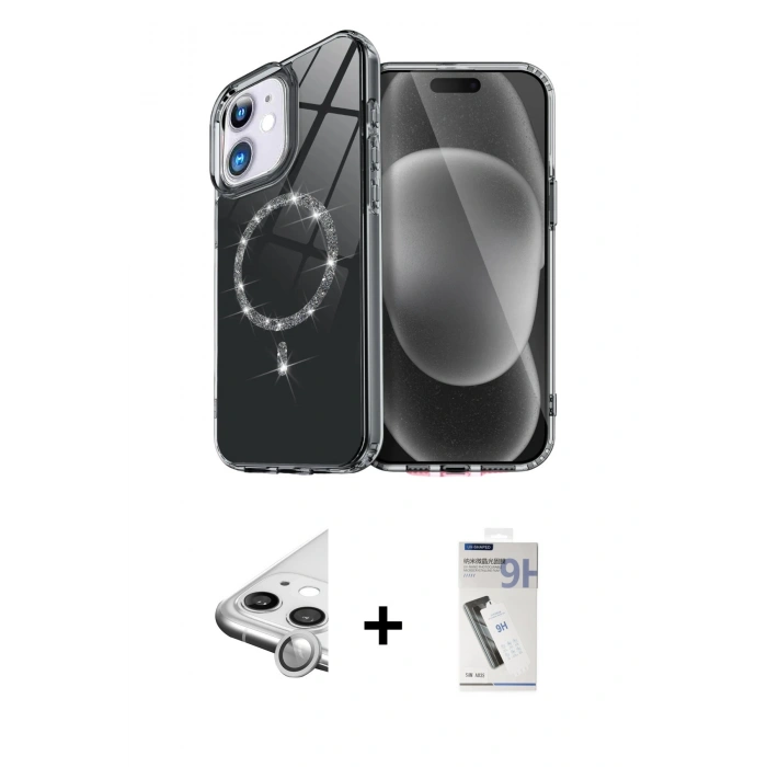 MARSİLYAN™- iPhone 11 Kılıf Kıvılcım Form Prime - Şeffaf Uv Polymer Nano Ekran Koruyucu + Raze Metal Kamera Lens - GS