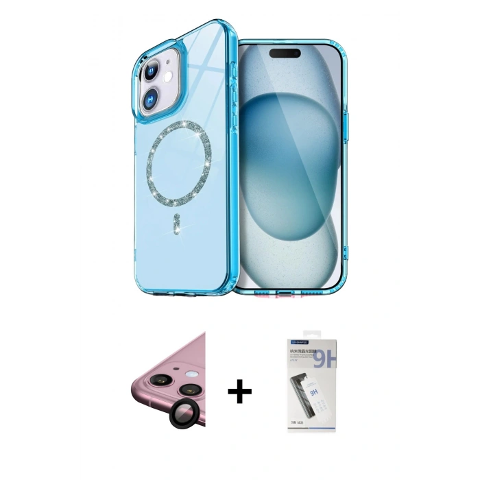 MARSİLYAN™- iPhone 11 Kılıf Kıvılcım Form Prime - Şeffaf Uv Polymer Nano Ekran Koruyucu + Raze Metal Kamera Lens - SH