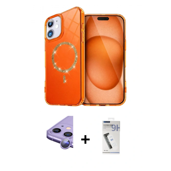 MARSİLYAN™- iPhone 11 Kılıf Kıvılcım Form Prime - Şeffaf Uv Polymer Nano Ekran Koruyucu + Raze Metal Kamera Lens - MR