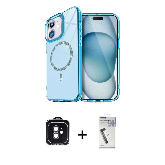 MARSİLYAN™- iPhone 11 Kılıf Kıvılcım Form Prime - Şeffaf Uv Polymer Nano Ekran Koruyucu + PVD Metal Kamera Lens - SH