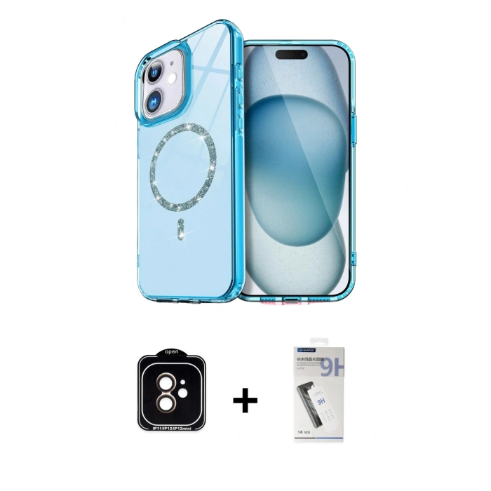 MARSİLYAN™- iPhone 11 Kılıf Kıvılcım Form Prime - Şeffaf Uv Polymer Nano Ekran Koruyucu + PVD Metal Kamera Lens - TU