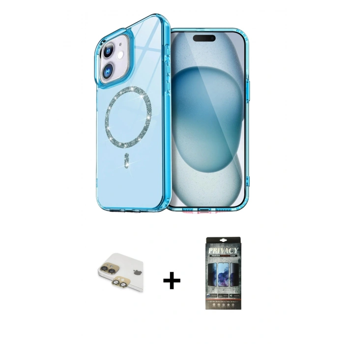 MARSİLYAN™- iPhone 11 Kılıf Kıvılcım Form Prime - Siyah 34D Hayalet Izgaralı Cam + Pers Alüminyum Kamera Lens - GD