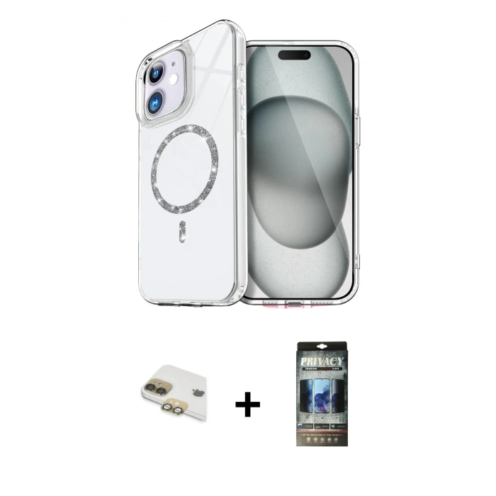 MARSİLYAN™- iPhone 11 Kılıf Kıvılcım Form Prime - Siyah 34D Hayalet Izgaralı Cam + Pers Alüminyum Kamera Lens - GD