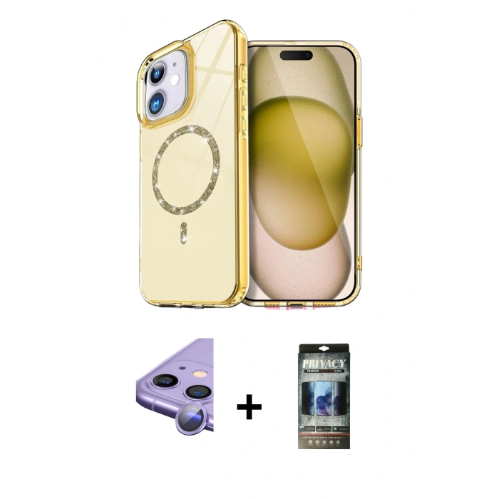 MARSİLYAN™- iPhone 11 Kılıf Kıvılcım Form Prime - Siyah 34D Hayalet Izgaralı Cam + Raze Metal Kamera Lens - MR