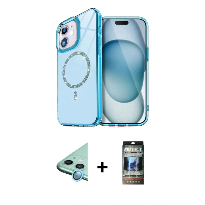 MARSİLYAN™- iPhone 11 Kılıf Kıvılcım Form Prime - Siyah 34D Hayalet Izgaralı Cam + Raze Metal Kamera Lens - MI