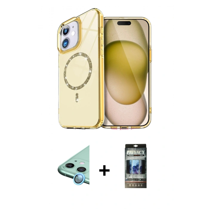 MARSİLYAN™- iPhone 11 Kılıf Kıvılcım Form Prime - Siyah 34D Hayalet Izgaralı Cam + Raze Metal Kamera Lens - MI