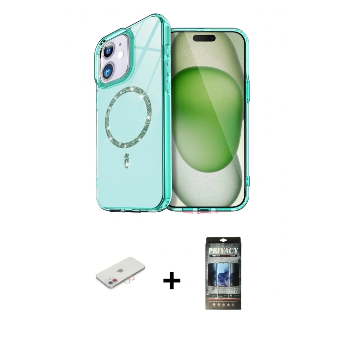 MARSİLYAN™- iPhone 11 Kılıf Kıvılcım Form Prime - Siyah 34D Hayalet Izgaralı Cam + Renkli Kamera Lens Koruma Cam - PE