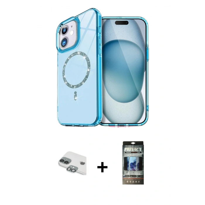 MARSİLYAN™- iPhone 11 Kılıf Kıvılcım Form Prime - Siyah 34D Hayalet Izgaralı Cam + Pers Alüminyum Kamera Lens - YL
