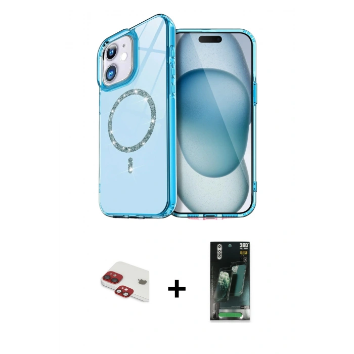 MARSİLYAN™- iPhone 11 Kılıf Kıvılcım Form Prime - Siyah 360 Mat Full Body Arka Koruyucu + Kırmızı Pers Alüminyum Kamera Lens
