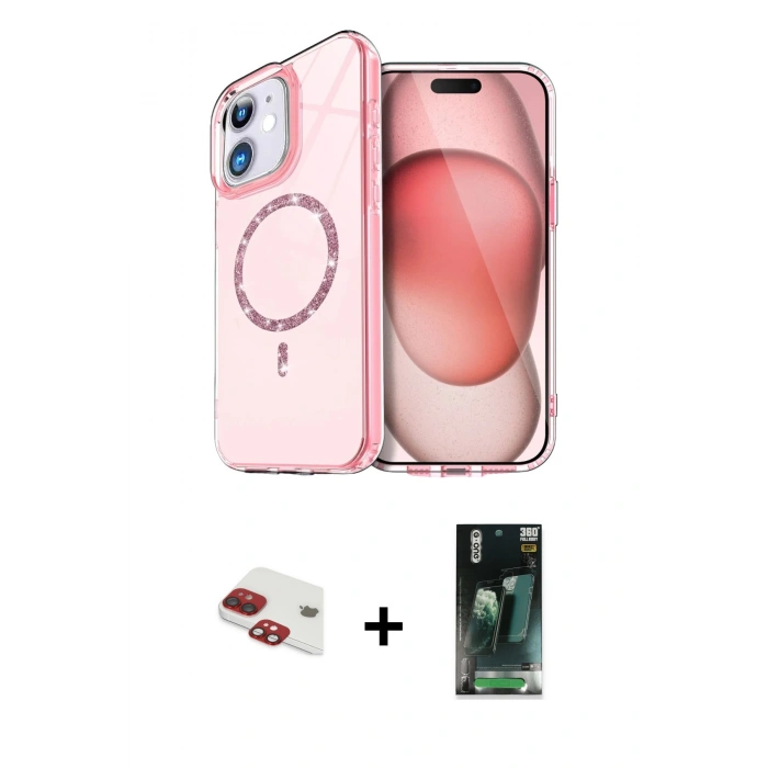 MARSİLYAN™- iPhone 11 Kılıf Kıvılcım Form Prime - Siyah 360 Mat Full Body Arka Koruyucu + Kırmızı Pers Alüminyum Kamera Lens