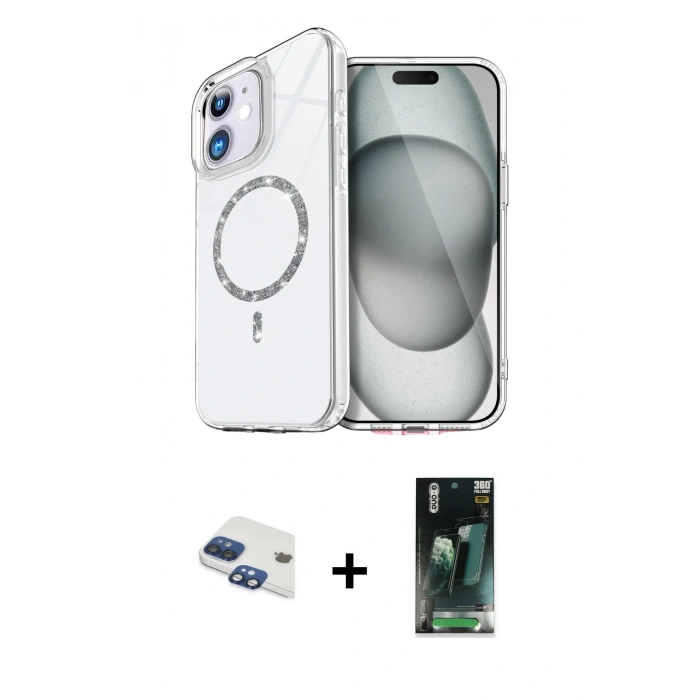 MARSİLYAN™- iPhone 11 Kılıf Kıvılcım Form Prime - Siyah 360 Mat Full Body Arka Koruyucu + Pers Alüminyum Kamera Lens - LT