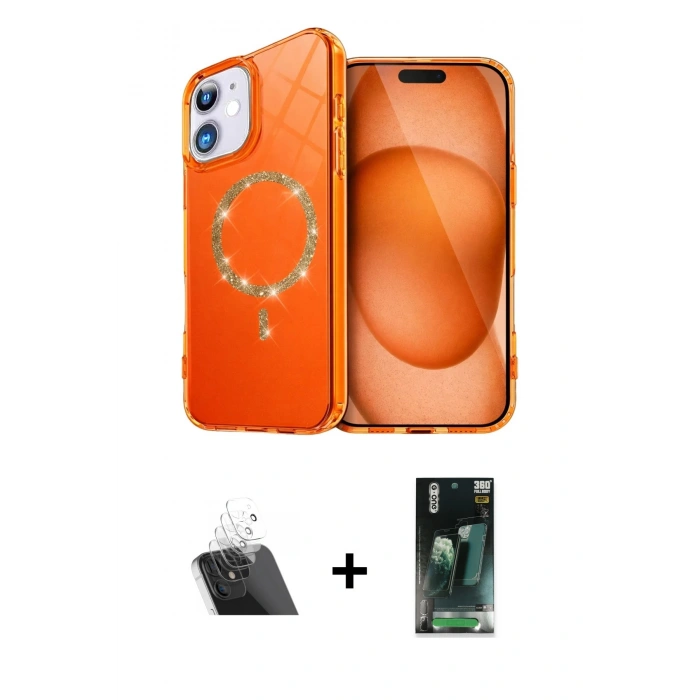MARSİLYAN™- iPhone 11 Kılıf Kıvılcım Form Prime - Siyah 360 Mat Full Body Arka Koruyucu + Kamera Lens Koruma Cam - SF