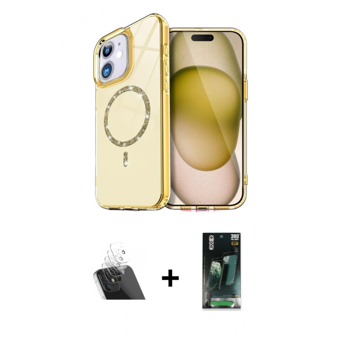 MARSİLYAN™- iPhone 11 Kılıf Kıvılcım Form Prime - Siyah 360 Mat Full Body Arka Koruyucu + Kamera Lens Koruma Cam - SF