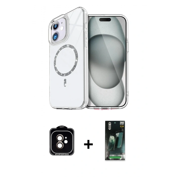 MARSİLYAN™- iPhone 11 Kılıf Kıvılcım Form Prime - Siyah 360 Mat Full Body Arka Koruyucu + PVD Metal Kamera Lens - TU