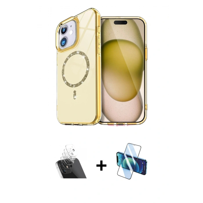 MARSİLYAN™- iPhone 11 Kılıf Kıvılcım Form Prime - Siyah 3D Antistatik Cam Ekran Koruyucu + Kamera Lens Koruma Cam - SF