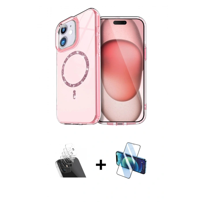 MARSİLYAN™- iPhone 11 Kılıf Kıvılcım Form Prime - Siyah 3D Antistatik Cam Ekran Koruyucu + Kamera Lens Koruma Cam - SF