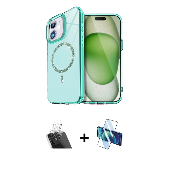 MARSİLYAN™- iPhone 11 Kılıf Kıvılcım Form Prime - Siyah 3D Antistatik Cam Ekran Koruyucu + Kamera Lens Koruma Cam - SF