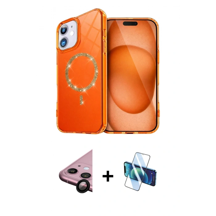 MARSİLYAN™- iPhone 11 Kılıf Kıvılcım Form Prime - Siyah 3D Antistatik Cam Ekran Koruyucu + Raze Metal Kamera Lens - SH