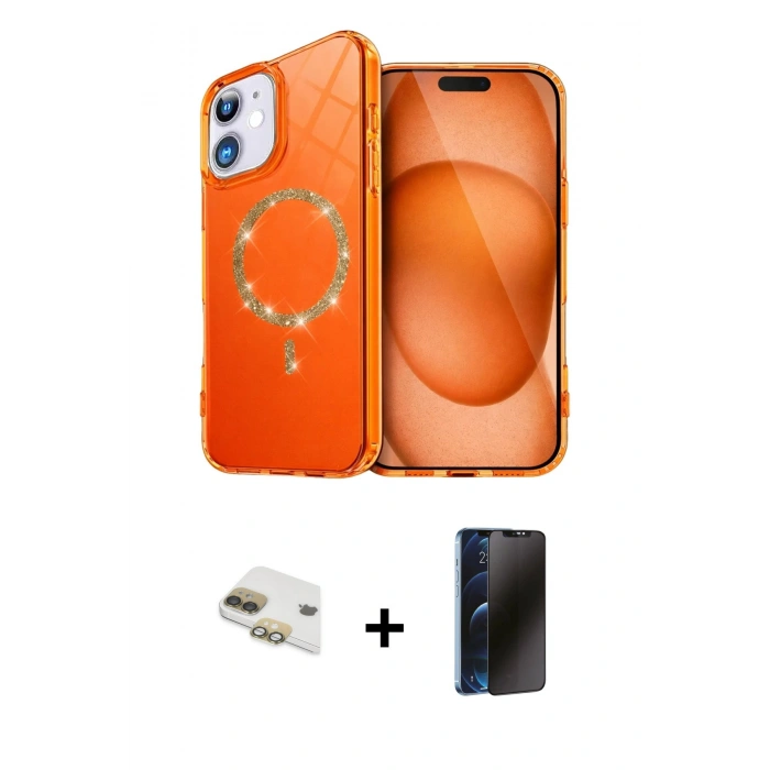 MARSİLYAN™- iPhone 11 Kılıf Kıvılcım Form Prime - Siyah 3D Antistatik Hayalet Cam Ekran Koruyucu + Pers Alüminyum Kamera Lens - GD