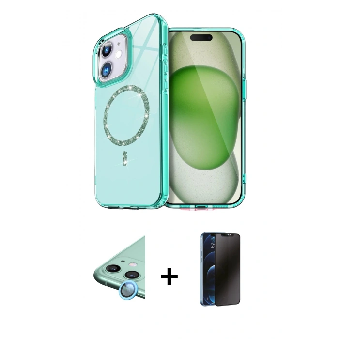 MARSİLYAN™- iPhone 11 Kılıf Kıvılcım Form Prime - Siyah 3D Antistatik Hayalet Cam Ekran Koruyucu + Raze Metal Kamera Lens - MI