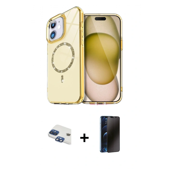 MARSİLYAN™- iPhone 11 Kılıf Kıvılcım Form Prime - Siyah 3D Antistatik Hayalet Cam Ekran Koruyucu + Pers Alüminyum Kamera Lens - LT