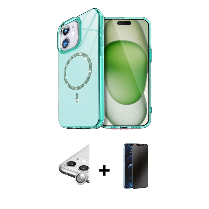 MARSİLYAN™- iPhone 11 Kılıf Kıvılcım Form Prime - Siyah 3D Antistatik Hayalet Cam Ekran Koruyucu + Raze Metal Kamera Lens - GS