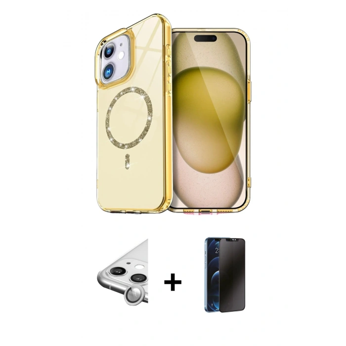 MARSİLYAN™- iPhone 11 Kılıf Kıvılcım Form Prime - Siyah 3D Antistatik Hayalet Cam Ekran Koruyucu + Raze Metal Kamera Lens - GS