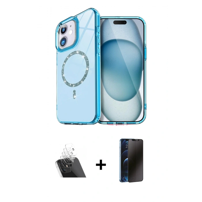 MARSİLYAN™- iPhone 11 Kılıf Kıvılcım Form Prime - Siyah 3D Antistatik Hayalet Cam Ekran Koruyucu + Kamera Lens Koruma Cam - SF