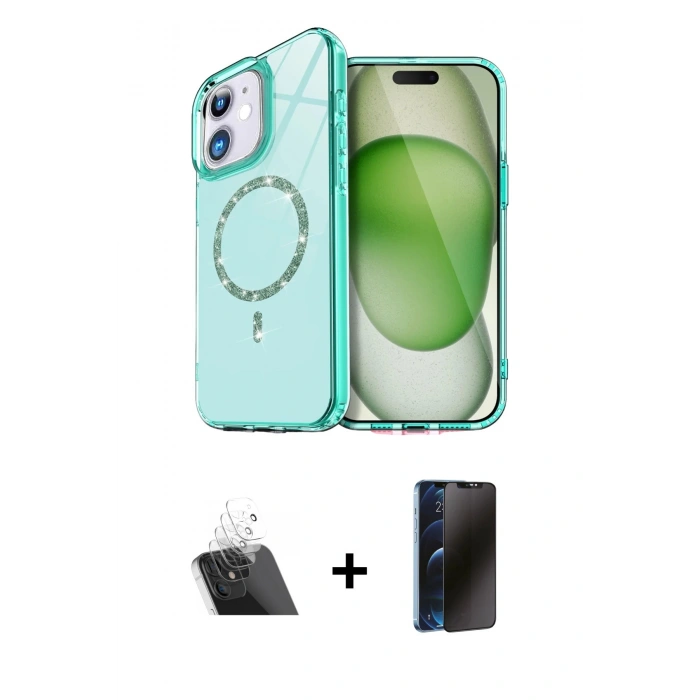 MARSİLYAN™- iPhone 11 Kılıf Kıvılcım Form Prime - Siyah 3D Antistatik Hayalet Cam Ekran Koruyucu + Kamera Lens Koruma Cam - SF