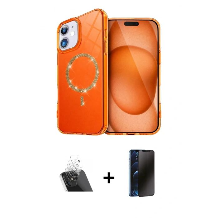 MARSİLYAN™- iPhone 11 Kılıf Kıvılcım Form Prime - Siyah 3D Antistatik Hayalet Cam Ekran Koruyucu + Kamera Lens Koruma Cam - SF