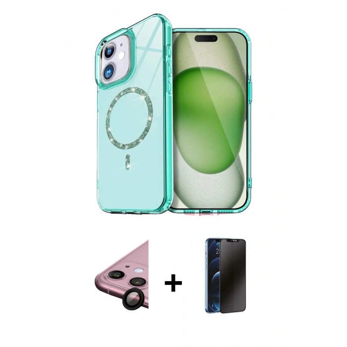 MARSİLYAN™- iPhone 11 Kılıf Kıvılcım Form Prime - Siyah 3D Antistatik Hayalet Cam Ekran Koruyucu + Raze Metal Kamera Lens - SH