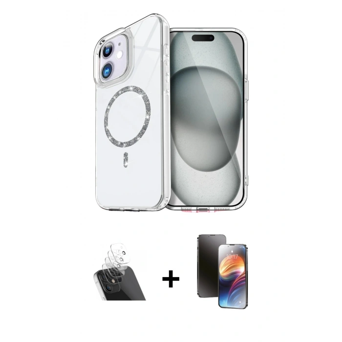 MARSİLYAN™- iPhone 11 Kılıf Kıvılcım Form Prime - Siyah 3D Antistatik Mat Seramik Nano Ekran Koruyucu + Kamera Lens Koruma Cam - SF