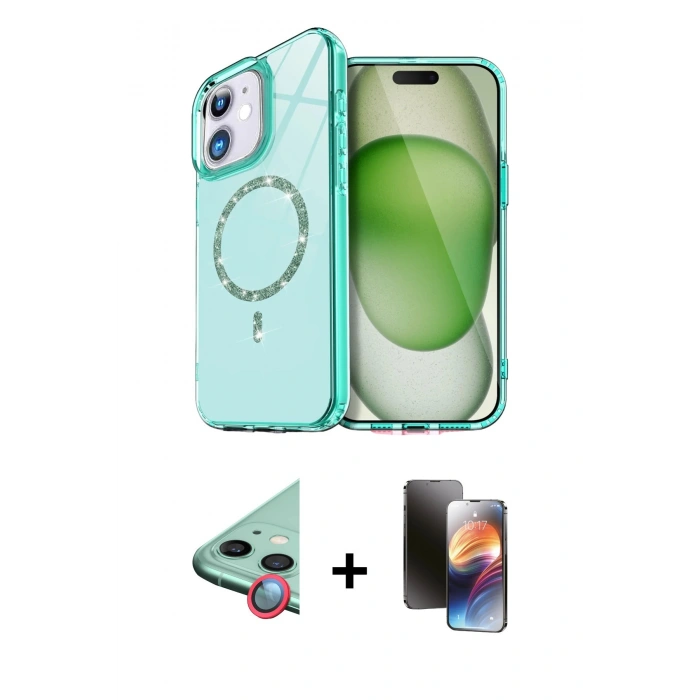 MARSİLYAN™- iPhone 11 Kılıf Kıvılcım Form Prime - Siyah 3D Antistatik Mat Seramik Nano Ekran Koruyucu + Raze Metal Kamera Lens - KI