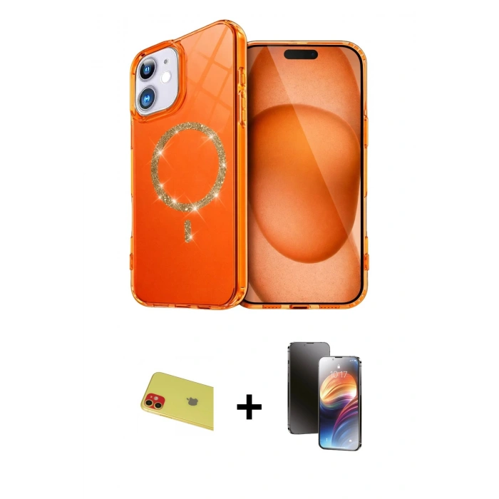 MARSİLYAN™- iPhone 11 Kılıf Kıvılcım Form Prime - Siyah 3D Antistatik Mat Seramik Nano Ekran Koruyucu + Rainbow Kamera Lens Koruma Cam - KI