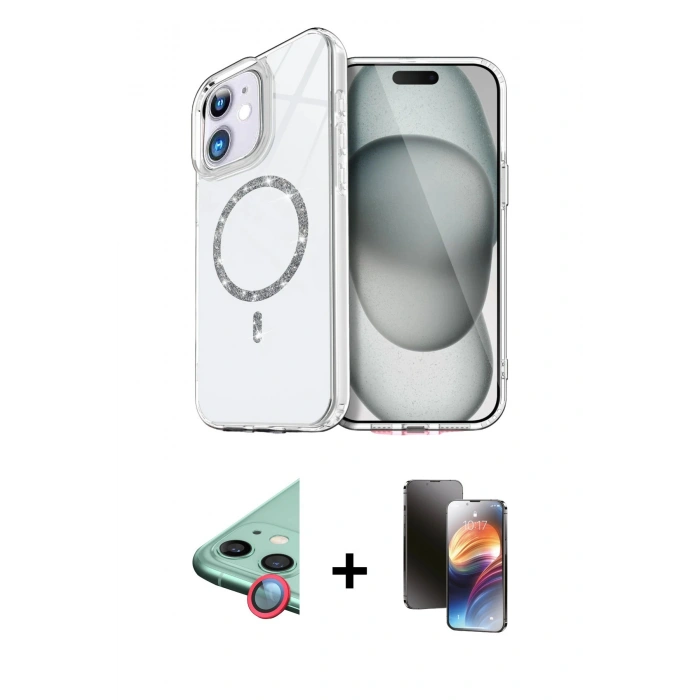 MARSİLYAN™- iPhone 11 Kılıf Kıvılcım Form Prime - Siyah 3D Antistatik Mat Seramik Nano Ekran Koruyucu + Raze Metal Kamera Lens - KI