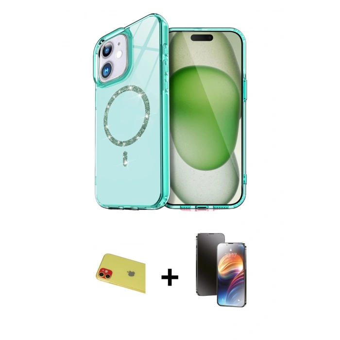 MARSİLYAN™- iPhone 11 Kılıf Kıvılcım Form Prime - Siyah 3D Antistatik Mat Seramik Nano Ekran Koruyucu + Rainbow Kamera Lens Koruma Cam - KI