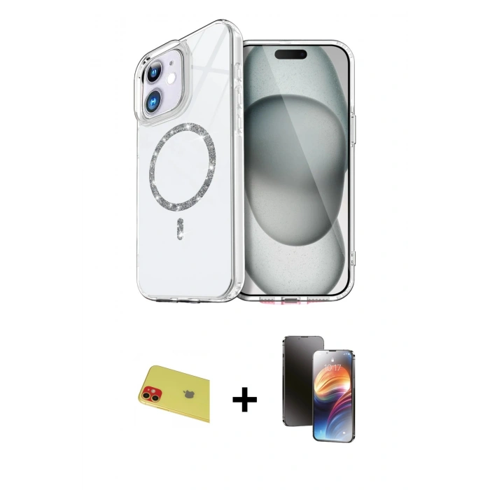 MARSİLYAN™- iPhone 11 Kılıf Kıvılcım Form Prime - Siyah 3D Antistatik Mat Seramik Nano Ekran Koruyucu + Rainbow Kamera Lens Koruma Cam - KI