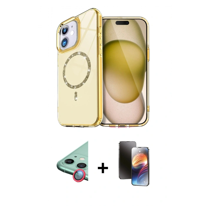 MARSİLYAN™- iPhone 11 Kılıf Kıvılcım Form Prime - Siyah 3D Antistatik Mat Seramik Nano Ekran Koruyucu + Raze Metal Kamera Lens - KI