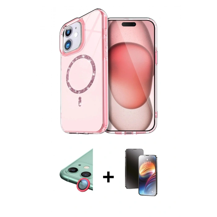MARSİLYAN™- iPhone 11 Kılıf Kıvılcım Form Prime - Siyah 3D Antistatik Mat Seramik Nano Ekran Koruyucu + Raze Metal Kamera Lens - KI