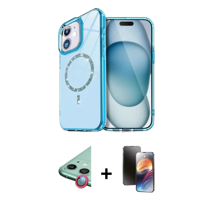 MARSİLYAN™- iPhone 11 Kılıf Kıvılcım Form Prime - Siyah 3D Antistatik Mat Seramik Nano Ekran Koruyucu + Raze Metal Kamera Lens - KI