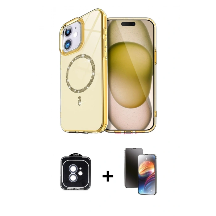 MARSİLYAN™- iPhone 11 Kılıf Kıvılcım Form Prime - Siyah 3D Antistatik Mat Seramik Nano Ekran Koruyucu + PVD Metal Kamera Lens - MI