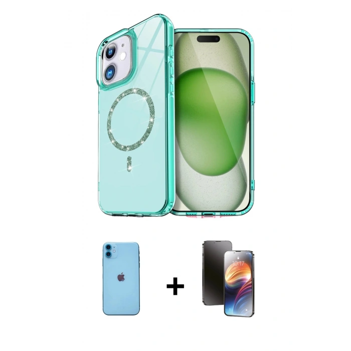 MARSİLYAN™- iPhone 11 Kılıf Kıvılcım Form Prime - Siyah 3D Antistatik Mat Seramik Nano Ekran Koruyucu + Neon Fosforlu Kamera Lens - MI