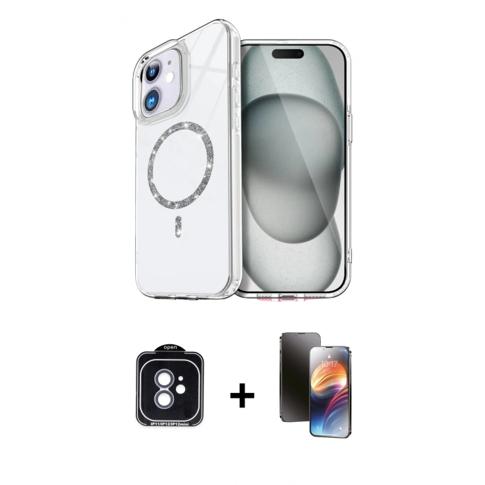 MARSİLYAN™- iPhone 11 Kılıf Kıvılcım Form Prime - Siyah 3D Antistatik Mat Seramik Nano Ekran Koruyucu + PVD Metal Kamera Lens - MI