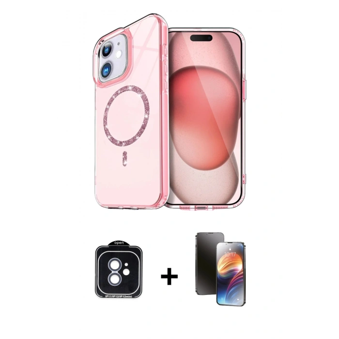 MARSİLYAN™- iPhone 11 Kılıf Kıvılcım Form Prime - Siyah 3D Antistatik Mat Seramik Nano Ekran Koruyucu + PVD Metal Kamera Lens - MI