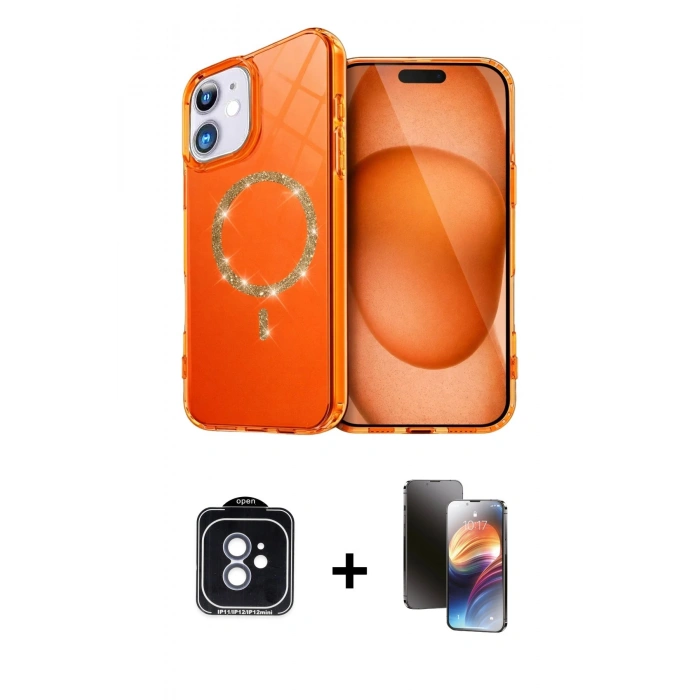 MARSİLYAN™- iPhone 11 Kılıf Kıvılcım Form Prime - Siyah 3D Antistatik Mat Seramik Nano Ekran Koruyucu + PVD Metal Kamera Lens - MI