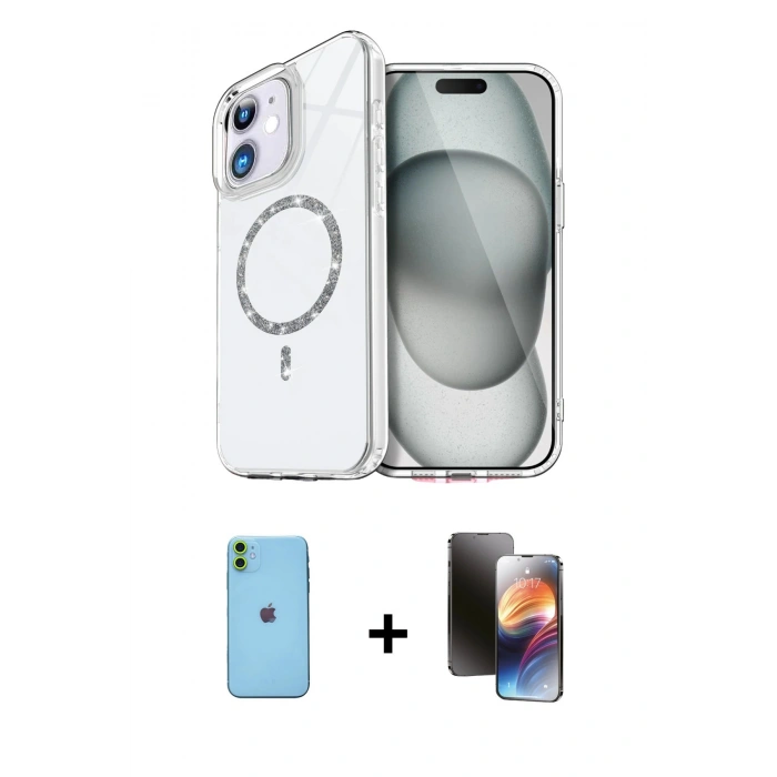 MARSİLYAN™- iPhone 11 Kılıf Kıvılcım Form Prime - Siyah 3D Antistatik Mat Seramik Nano Ekran Koruyucu + Neon Fosforlu Kamera Lens - YL
