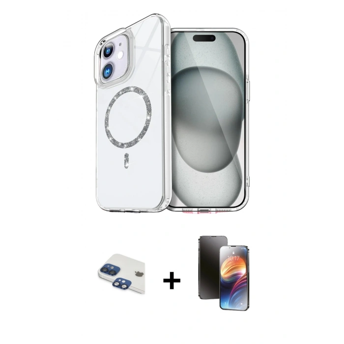 MARSİLYAN™- iPhone 11 Kılıf Kıvılcım Form Prime - Siyah 3D Antistatik Mat Seramik Nano Ekran Koruyucu + Pers Alüminyum Kamera Lens - LT