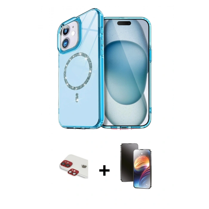 MARSİLYAN™- iPhone 11 Kılıf Kıvılcım Form Prime - Siyah 3D Antistatik Mat Seramik Nano Ekran Koruyucu + Pers Alüminyum Kamera Lens - KI