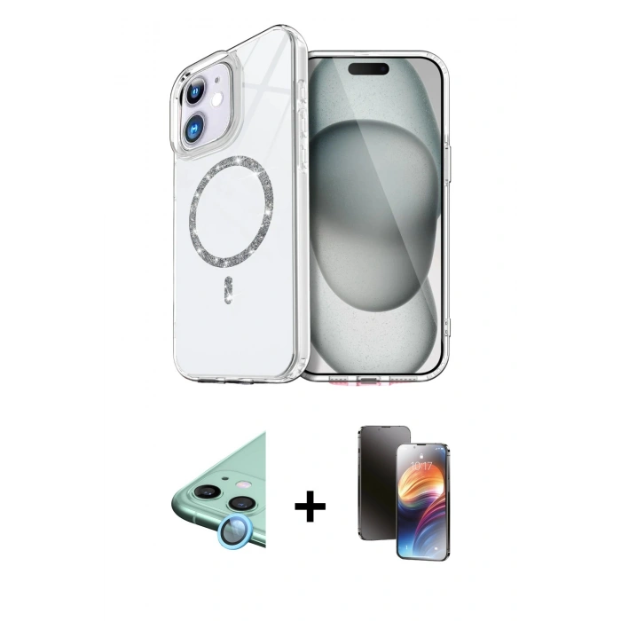 MARSİLYAN™- iPhone 11 Kılıf Kıvılcım Form Prime - Siyah 3D Antistatik Mat Seramik Nano Ekran Koruyucu + Raze Metal Kamera Lens - MI